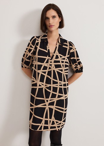 Phase Eight Darlia Ribbon Tunic Dress Brown USA | 0429578-ED